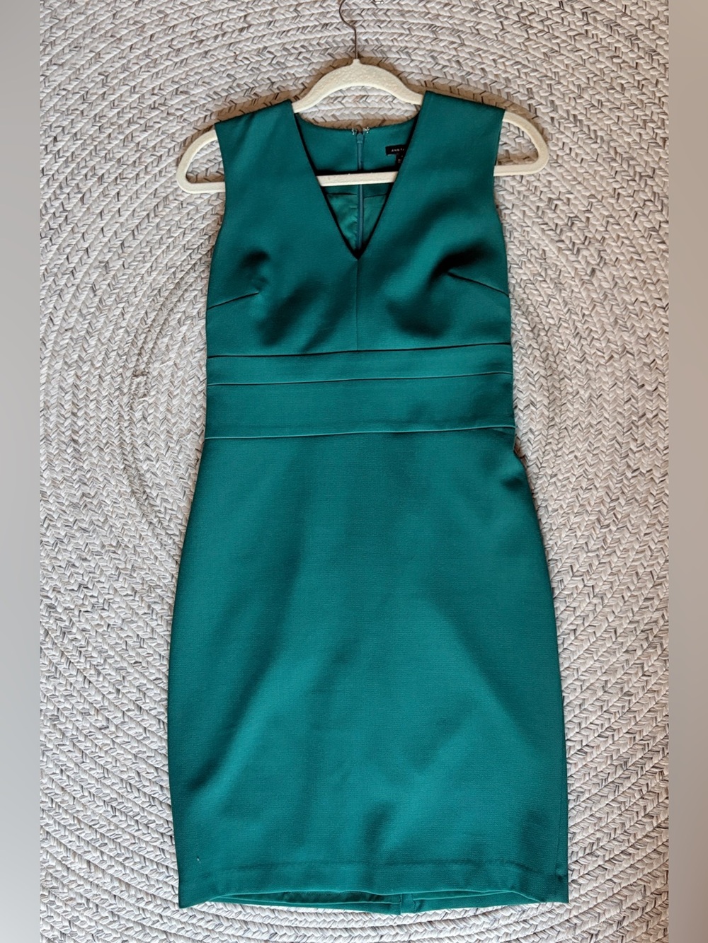 Ann Taylor Doubleweave V-Neck Sheath Dress — Teal Blue/Green — Size 0 - Picture 5 of 5